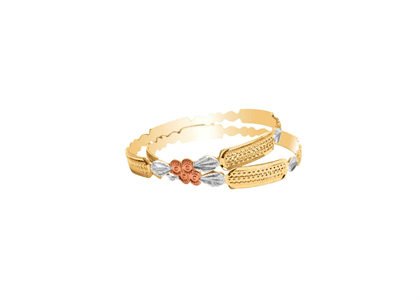 Three Tone Plated | Diamond Cut Bangles